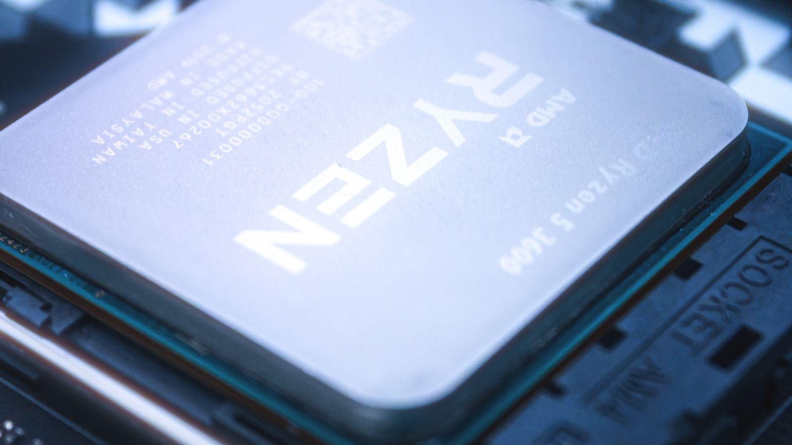Close up of a processor installed in a motherboard socket ready for thermal paste