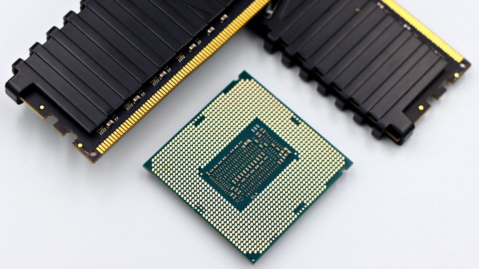 Processor and memory modules laid out for a video editing PC build
