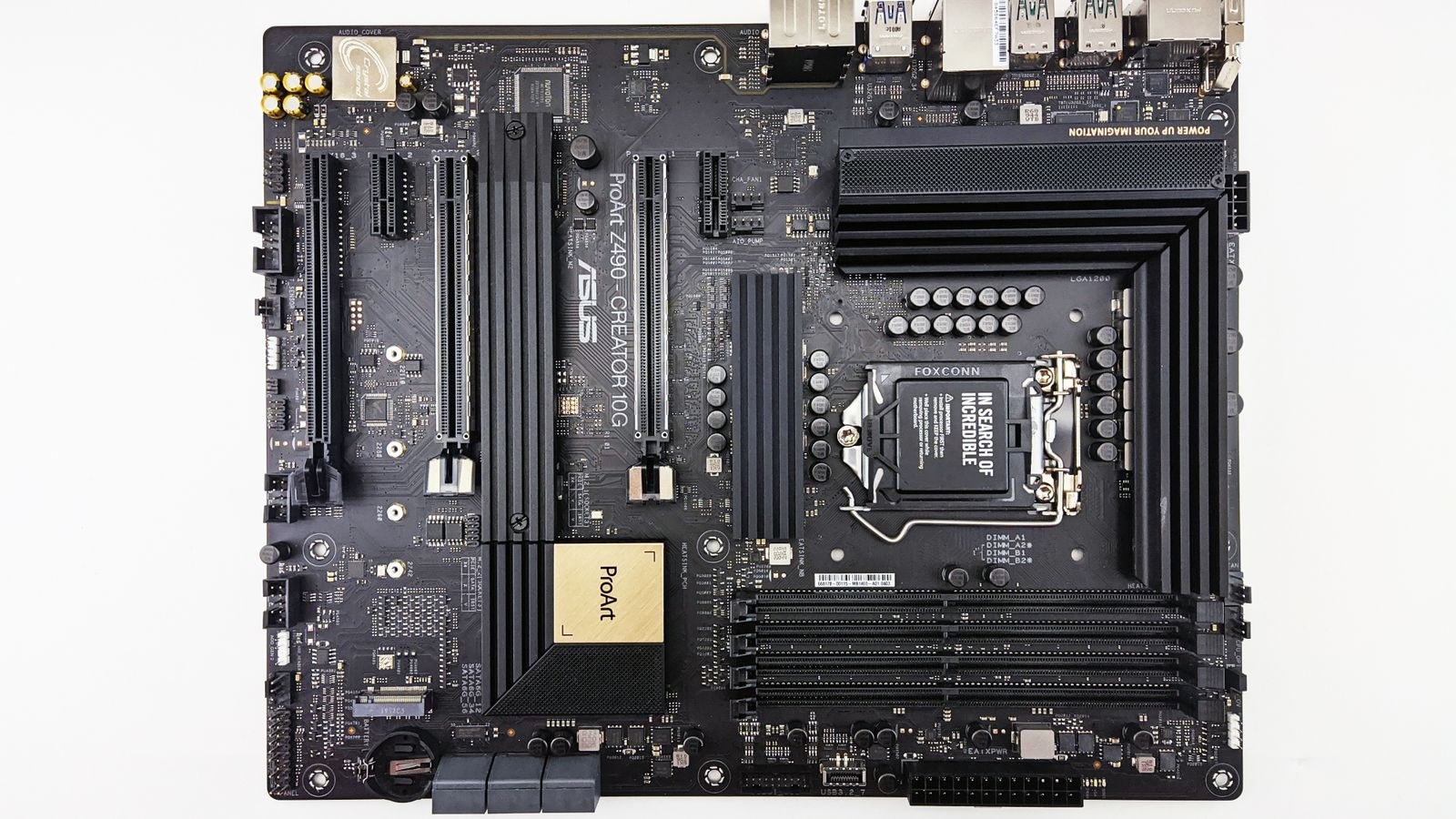 Motherboard laid flat for checking PC part compatibility before buying