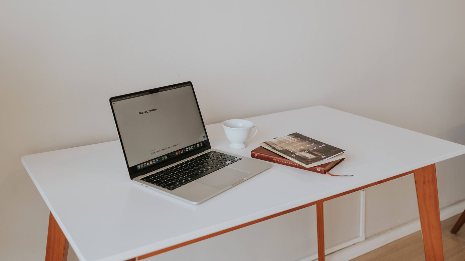 Complete home office desk setup with ergonomic accessories