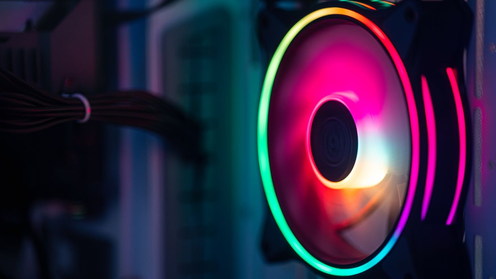 RGB cooling fan running inside a gaming PC to reduce overheating