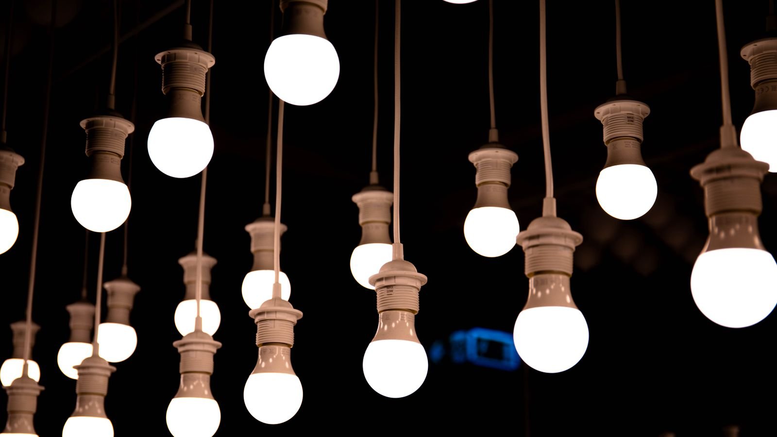 Bright daylight style light bulb illuminating a room during winter