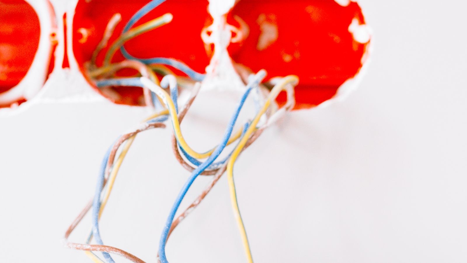 Electrical wiring and conductors inside an open wall switch box