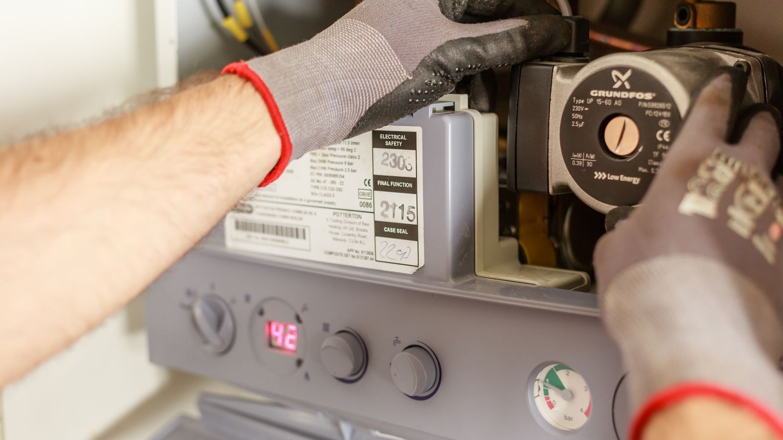 Close-up of a boiler being inspected as part of carbon monoxide safety checks
