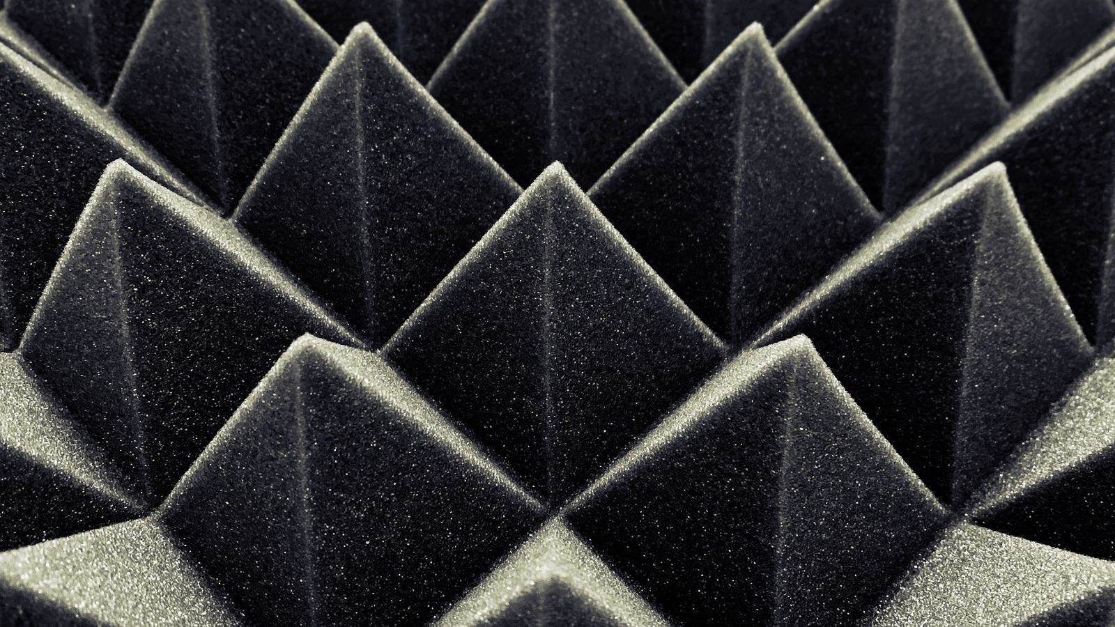 Close up of gray sound absorbing foam panels used for a quieter office