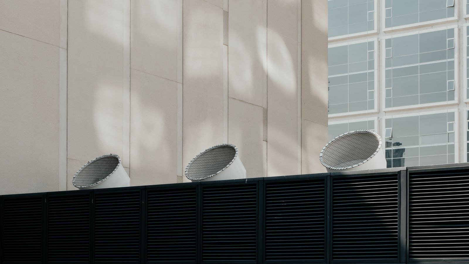 Ventilation system on a modern building roof supplying filtered air