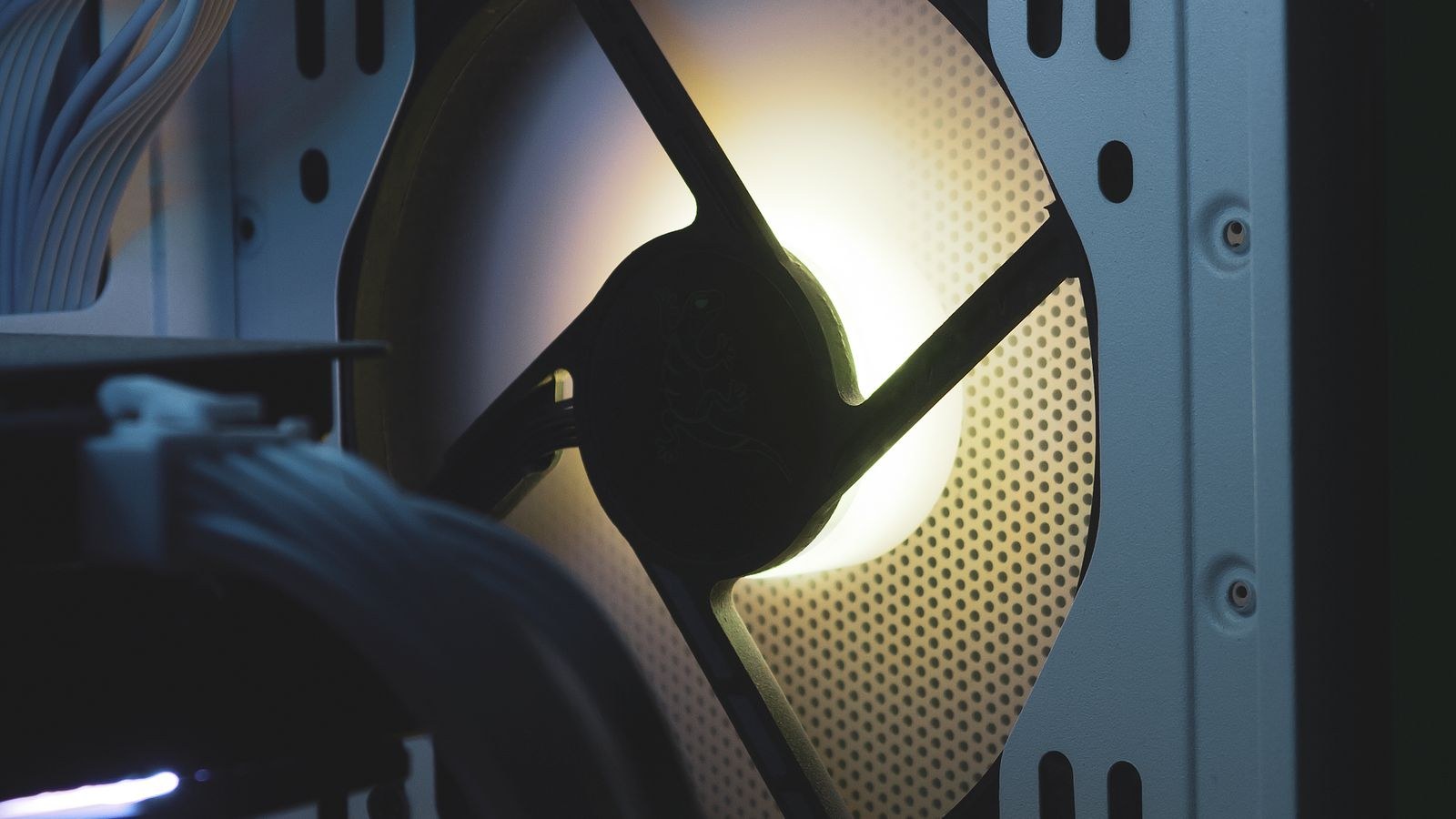 Illuminated case fans providing airflow to keep CPU and GPU temperatures in range