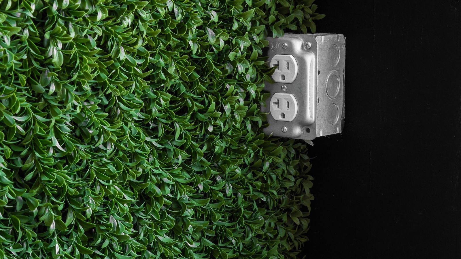Weatherproof outdoor electrical outlet mounted on an exterior wall