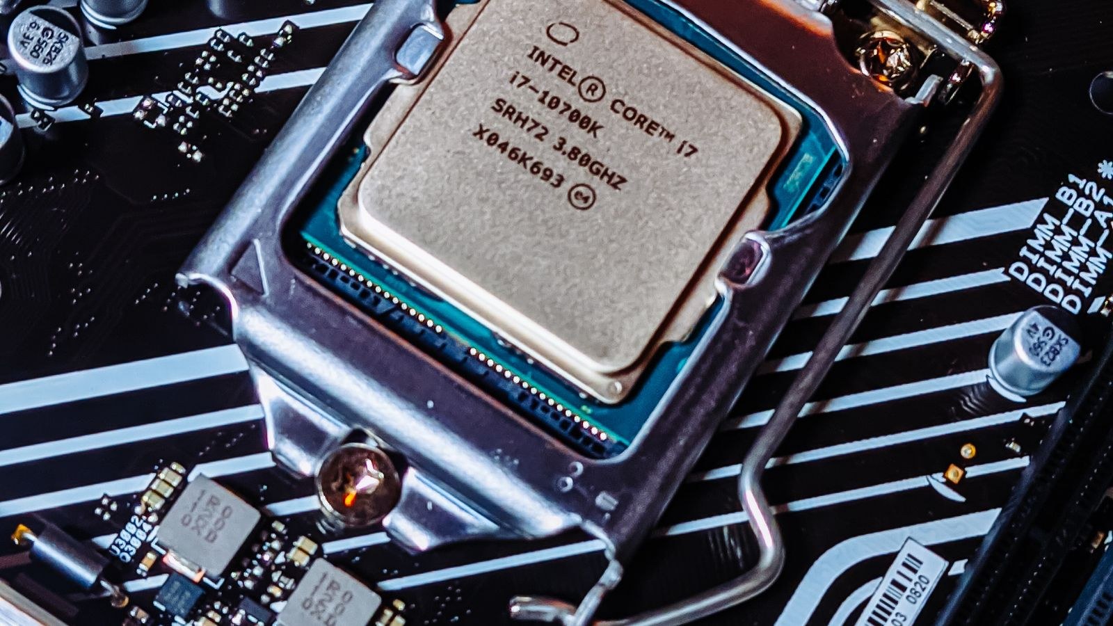 Desktop processor installed on a motherboard with cooling in place