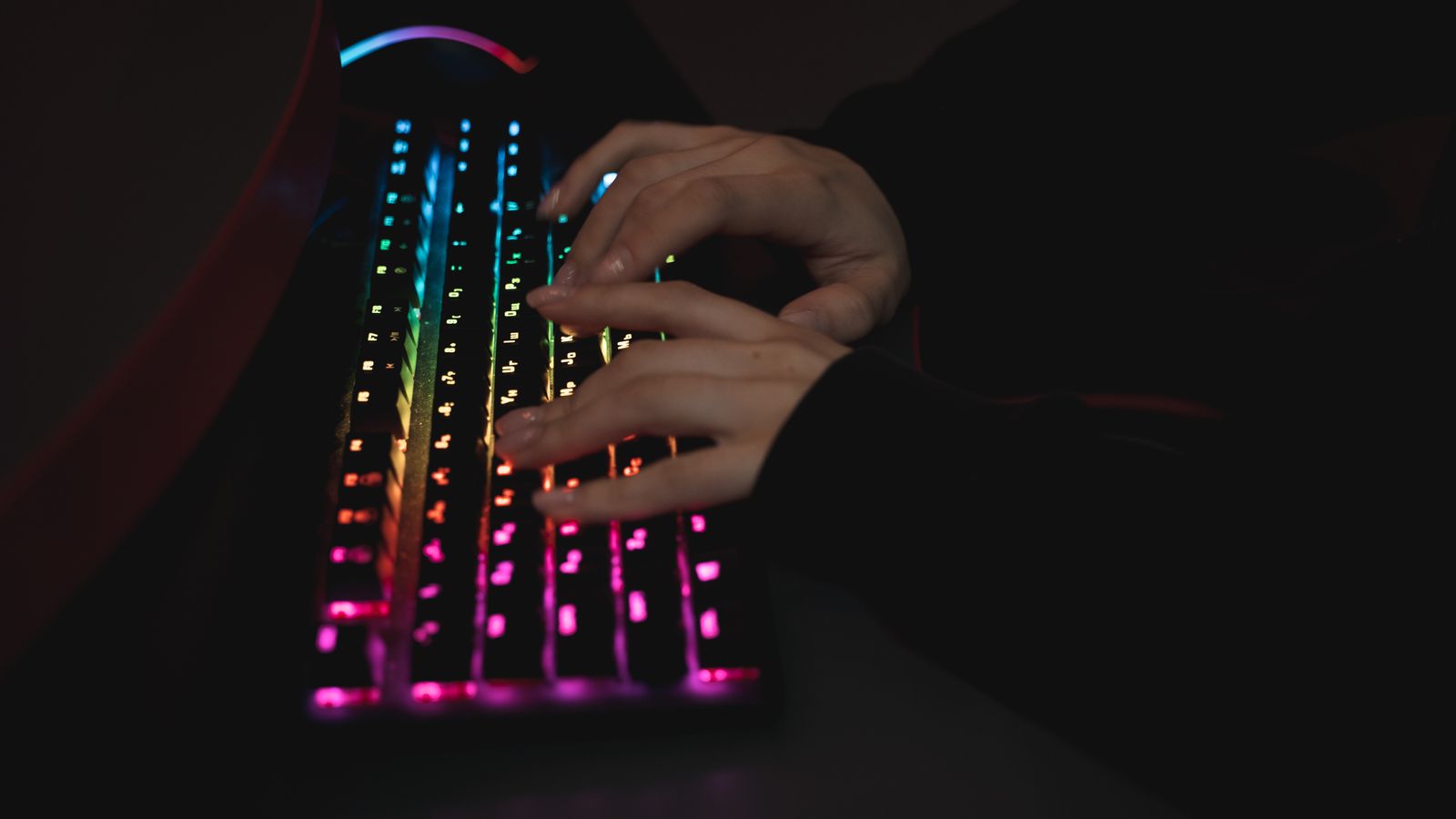 RGB lighting glowing inside a gaming PC case