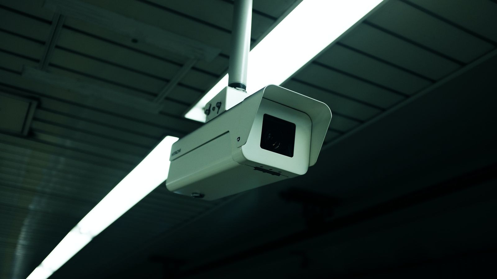 Indoor ceiling mounted security camera monitored through a phone app