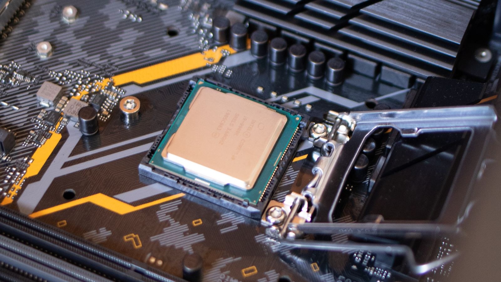 Compact PC build interior showing components and cable routing