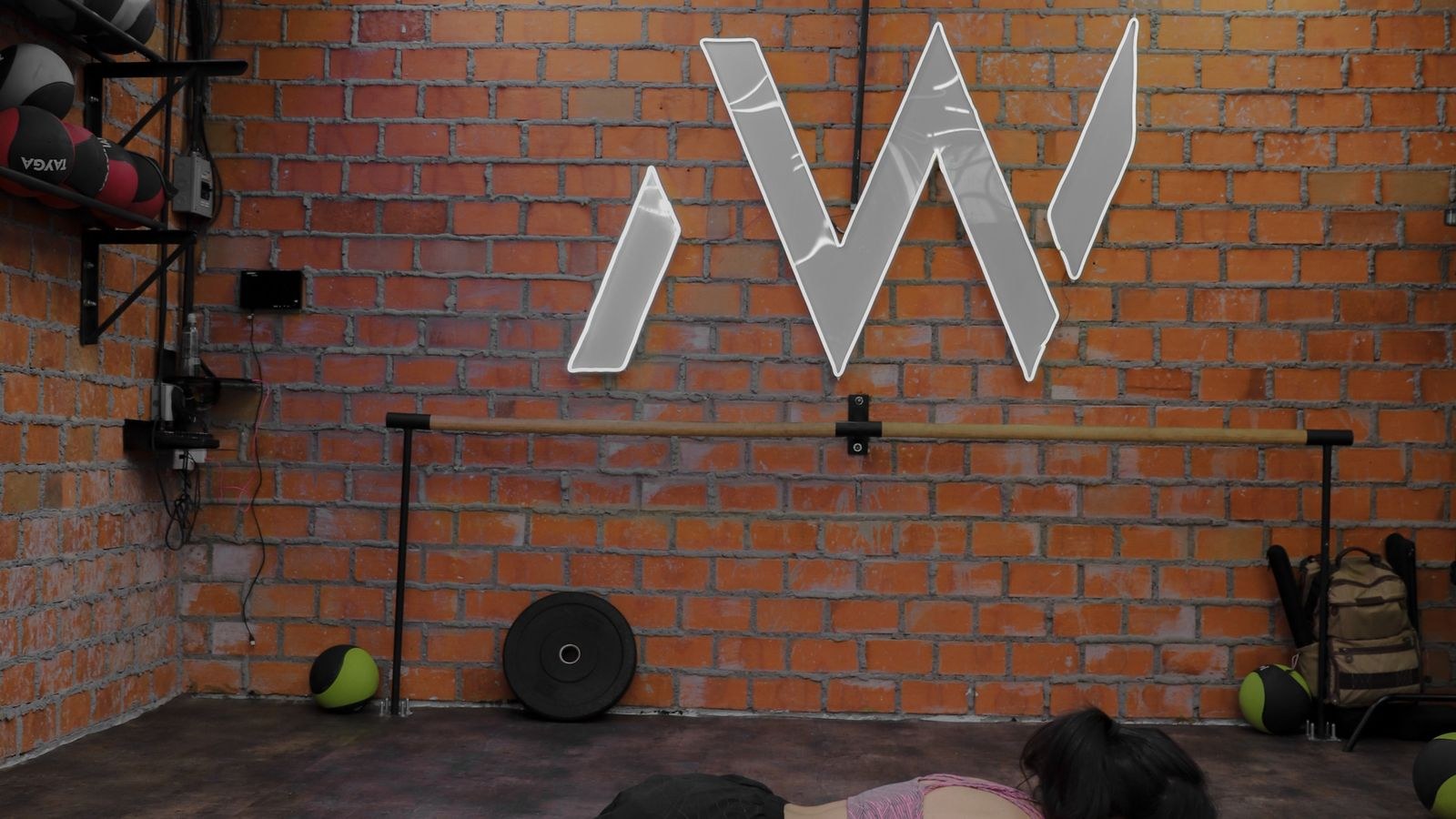 Person doing a core stability exercise on a mat in a bright modern room