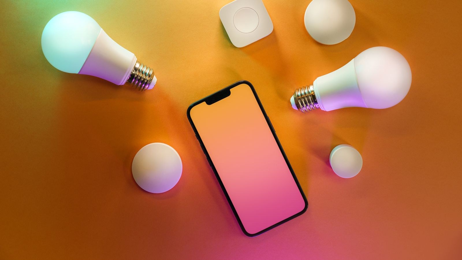 Smartphone controlling smart light bulbs over a wireless network